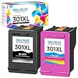 HALLOLUX 301XL Multipack Wiederaufbereitet Druckerpatronen Kompatible für HP 301 XL für Deskjet 2540 2050A 2544 2549 3050 3050A, Envy 4500 4502 4504 5530, Officejet 2620 4630 4632 (Schwarz, Farbe)