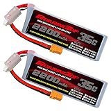 Roaring Top 2200mAh 11.1V 3S 35C (Continous Discharge) Lipo Batterie with XT60 for RC Evader BX Car Truggy Truck RC Airplane Quadcopter Helicopter (2 Packs)