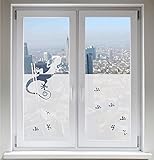 INDIGOS UG Glasdekorfolie Sonnenschutz Fensterbild Sichtschutz Gecko weiß o. satiniert Blickdicht - 500-2000 mm - Dekoration Sonnenschutz Folie - Fenster Büro Tür B