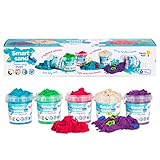 GenioKids Kinetischer Sand 750g Zaubersand - 5 Farben Bunter Sand Set, 5 Sandknete Zubehör - Spielsand für drinnen, Magischer Knetsand Kinder, Mädchen und Jung