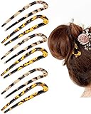 6 Stück U-förmig Zellulose Acetat Schildpatt Haarnadel Französische Art Leopard Haargabel Sticks für Lang Haar 2 Prong Hochsteckfrisur Chignon Pin für Frauen Mädchen (Klassische Muster)