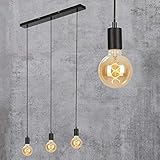 Briloner Leuchten - Pendelleuchte, Pendellampe, 3-flammig, Hängelampe retro/vintage, Black Steel, 3x E27, max. 60 Watt, Schw