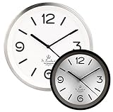 St. Leonhard Funkwanduhr beleuchtet: Edelstahl-Funk-Wanduhr mit Zifferblatt-Beleuchtung & Lichtsensor, weiß (Funkwanduhr mit Beleuchtung)