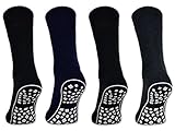 2 | 4 | 6 Paar ABS Socken Damen & Herren Anti Rutsch Socken Baumwolle Stoppersocken Noppensocken 21395 (Schwarz|Blau|Grau 4 Paar 43-46)