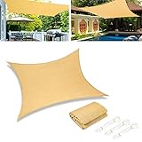 Yidaxing Markise Rechteckiges Sonnensegel 2 x 2 Meter, UV-Strahlenschutz wasserdichte Markise für Terrasse, Garten, Außenbereich, Sandfarb