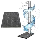 Arebos Solardusche 40L & Bodenelement | mit integriertem Thermometer & Fußdusche | Pooldusche für den Garten | Wassertemperatur bis 60°C