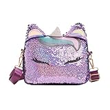 VALICLUD Frauen Mädchen Einhorn Pailletten Tasche Glitzer Crossbody Geldbörse Umhängetasche für Kinder Kleine M