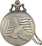 DNGDD Taschenuhr Vintage Taschenuhr für Herren,Bronze Taube des Friedens Taubenquarz Taschenuhr für Herren,Praktische Schlangenkette Anhänger Uhr für männliche Weihnachten Thanksgiving Geschenk