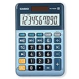 CASIO Tischrechner MS-100EM, 10-stellig, Währungsumrechnung, Cost/Sell/Margin, Aluminiumfront, Solar-/Batteriebetrieb