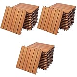 Deuba Casaria Holzfliesen FSC®-zertifiziertes Eukalyptusholz 3m² Fliese 30x30cm Klicksystem zuschneidbar Terrassenfliese Auß