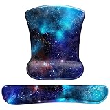 Ergonomisches Mauspad mit Gelkissen, Mousepad mit Handauflage, Mauspad und Tastatur Handgelenkauflage Set, Schmerzlinderung und Gegen Sehnenprobleme, Komfortables Galaxy Mauspad für Computer Laptop PC