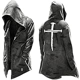 JenK Cing Herren Kapuzenpullover Jacke Sweatshirt Drucken Hooded Jacke Hoodie Männer Winter Mantel Wintermantel mit Kordelzug Lose Freizeit Trenchcoat Cosplay Windbreaker Übergangjack