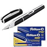 Pelikan Füllhalter Style Neon, Feder M [ schwarz | weiß ] + 10 Patronen Großraum GT