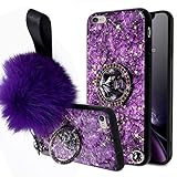 Uposao Kompatibel mit iPhone 8 Plus/iPhone 7 Plus Hülle mit Ring 360 Grad Ständer Glänzend Glitzer Strass Diamant Transparent TPU Silikon Handyhülle Weiche Durchsichtig Schutzhülle Tasche Case,L