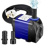 Powcan Wasserpumpe, Tauchpumpe, 208 l/h, 800 l/h, sehr leise, 15 W, für Teich, Aquarium, Aquarium, Aquarium, Pumpe mit 48 Stunden Anti-Trockenbrennung, 1,6 m hohe Hubkraft, 1,5 m Netzkabel, 2 Dü