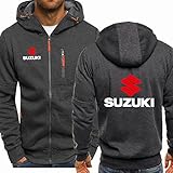 XVBMDS Herren-Kapuzenjacke für Suzuki-Druck, Dicker Mantel, Langarm-Sweatshirt, lässiger Hoodie mit Taschen, Oberteile, Geschenk-A||M