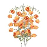 HUAESIN 3 Pcs 88cm Künstliche Blumen Campanula Kunstblumen Unechte Herbstblumen Deko Orange für Hochzeit Party Fest Zuhause Büro Vase Tischdeko Dek