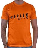 HARIZ Herren T-Shirt Wandern Evolution Urmensch Wandern Klettern Plus Geschenkkarten Orange L