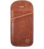 Maxwell-Scott Personalisiertes Italienisches Luxus Leder Brillenetui Rufeno in Cognac B