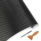 NewL Carbon Folie 3D Struktur fühlbare Struktur 30 x 152 cm selbstklebend Carbonfolie Auto Klebe Folie folieren (Schwarz)