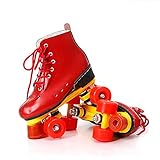 N\C Zweireihige Schlittschuhe Rollschuhe Leder Leder Blinkrad Rollschuhe Zweireihige Schlittschuhe 40/ Rotes blinkendes R