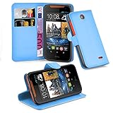 Cadorabo Hülle für HTC Desire 310 Hülle in Pastel blau Handyhülle mit Kartenfach und Standfunktion Case Cover Schutzhülle Etui Tasche Book Klapp Style Pastell-B