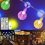 Kugel LED Lichterkette Strom, Orientalisch Bunt Lichterkette Innen,7M 50 LED Farbwechsel Weihnachtsbeleuchtung mit Netzstecker,Deko Silber für Zimmer Balkon Ramadan Party