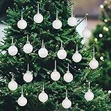 Weihnachtskugeln, 48 Stück Weihnachtsdeko Kugeln Kunststoff mit Hängenden Seil, 3cm Weihnachtsschmuck Kugeln Klein für Innen außen Festival Dekorationen (Weiß, 3cm)