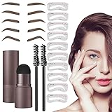 Augenbrauen Stempel，Eyebrow Powder , Augenbrauen Schablone Gestaltung Kit ，10 verschiedene Augenbraue Schablonen Wasserdicht Lange Stick Form Stempel Stirn Anhaltende Natürliche (dark brown)