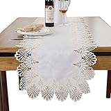 Weiße Tischläufer, Stickereien und Eröffnungen, Tischläufer für Familien-Dinner oder -latings-Partys oder tägliche Verwendung Tischdecke, für Couchtisch, Wohnzimmer (Color : White, Size : 40x90cm)