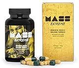 MASS EXTREME Premium - Das Supplement für den Aufbau von Muskelmasse, spektakuläre Entwicklung der Körperform, ideal für jeden Mann! Basispaket 120 Kapseln / 700 mg