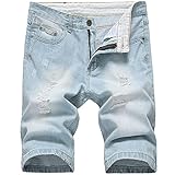 JIOJIO Herren Jeans Shorts Löcher Vintage Sommer Kurz Hose Stretch Denim Kurze Hose Herren Slim Fit Bermuda Shorts Männer Retro Destroyed Shorts Sommer Denim Distressed H