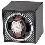 WERTYG Automatischer Uhrenwickler, Lederoberfläche 3 Rotationsmodus Einzelne Uhr Wickler, Einstellbare Memory Foam Watch-Kissen (Color : Carbon Fiber)