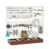Feixunfan Schmuckständer für Ohrringe, Ohrstecker, Organizer mit Holztablett, Ohrringständer, Schmuck-Organizer, Ständer für Ohrringe, Armbänder, Uhren und Ringe für Halsketten, Ring