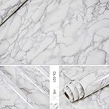 PMSMT Selbstklebende Marmor Vinyl Tapete Rolle Möbel Dekorfolie wasserdichte Wandaufkleber für Küche Backsplash Home D