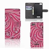 Phone Case Wiko Lenny 2 Bookcase Swirl Pink