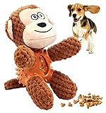 Hundespielzeug Quietschend UnzerstöRbar Innere Geknotete Seile Intelligenz Welpenspielzeug PlüSchtier für Kleine/MittelgroßE Hunde (AFFE-braun)