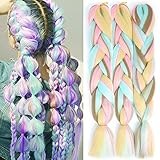 ColorfulPanda 3 Stücke Ombre Braun Jumbo Braid Kunsthaar 24 Zoll 100g Kanekalon Haar (Braun/Rosa/Blau/Blond)