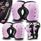 SKATEWIZ Knieschoner Kinder - Impact Größe S in Pink-Schwarz - Schoner Inliner Kinder Protektoren Kinder Schützer Inline Skates - Inliner Schoner Set Kinder Knieschü