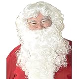 TopWigy Weihnachtsmann Bart und Perücke Weiß Nikolaus Kostüm Weihnachten Santa Claus Nikolaus Ruprecht Gott Hellblond Karneval Hallow