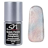 SN Quick Finish Holographic Silber Glitzer Hochglanz Versiegelungsgel ohne Schwitzschicht High Gloss Top Coat UV & LED Flex Gel für Gelnägel Acrylnägel Nagelgel 10