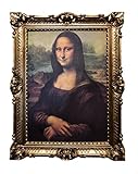 Made in Italy Mona Lisa Bild mit Barock Rahmen Wandbild von Leonardo da Vinci 70x90cm Kunstdrucke Gemälde Retro Repro Antik für Home Büro Praxis Café