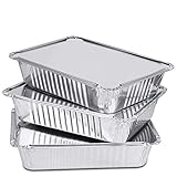 Sabco - Einwegschalen aus Aluminiumfolie mit Deckel - zum Braten von Truthahn, Braten, Backen, Aufläufen, Kochen, Lagerung von Lebensmitteln und Transport, etc. (122 x 100 x 33 mm (Nr. 1) 50 Stück