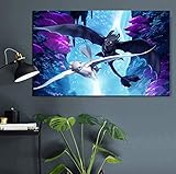 HNTHBZ Leinwand-Malerei 1 Stück Night Fury and Light Fury Drachenzähmen 3 Movie Poster HD Wandbild Leinwand-Malerei for Wand-Dekor WWJYB0059 Trainieren (Size (Inch) : 60cmx90cm)