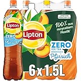 LIPTON ICE TEA Zero Peach, Zuckerfreier Eistee mit Pfirsich Geschmack EINWEG (6 x 1.5l)