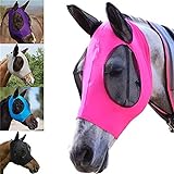 Fliegenmaske für Pferde, Pony-Maske mit Augen und Ohren, atmungsaktives Gewebe, glatte Elastizität, Fliegenmaske, Netzabdeckung, UV-Schutz, B