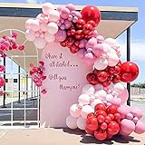 Valentinstag Ballon Rosa, Valentinstag Dekoration Set mit Rosa Rot und Roserot Ballons, Romantisch Deko Ballons für Mädchen Frauen Geburtstag, Hochzeit, Graduierung, Jubiläum, Babyparty, Valentinstag