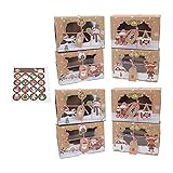 DOITOOL 8 Stück Weihnachts-Plätzchen-Boxen mit Sichtfenster, tragbare Weihnachts-Boxen aus Kraftpapier für Bäckereien, Leckereien, Geschenke für Süßigkeiten und Kek