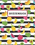 Skizzenbuch: Notizbuch zum Zeichnen, Schreiben, Malen und Skizzieren A4 120 leere Seiten mit Frucht-M