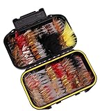 CHSEEO 120 Stück Angel-Fliegen Kunstköder Set Angel-Köder Fliegen Forellenköder Fliegen Fischen Köder Haken Perfekt zum Zander Angeln Barsch Forelle Dorsch Angelzubehör Angelset #7